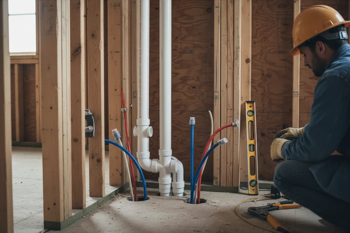 Drain and supply rough-in during Leak Detection in Geigertown